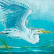Great White EgretInk acrylic on canvas 30"X40"Artemis Gallery